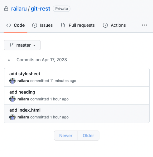 Commit history in code