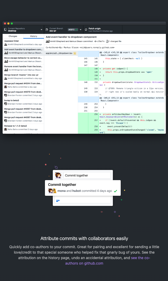 GitHub Desktop features